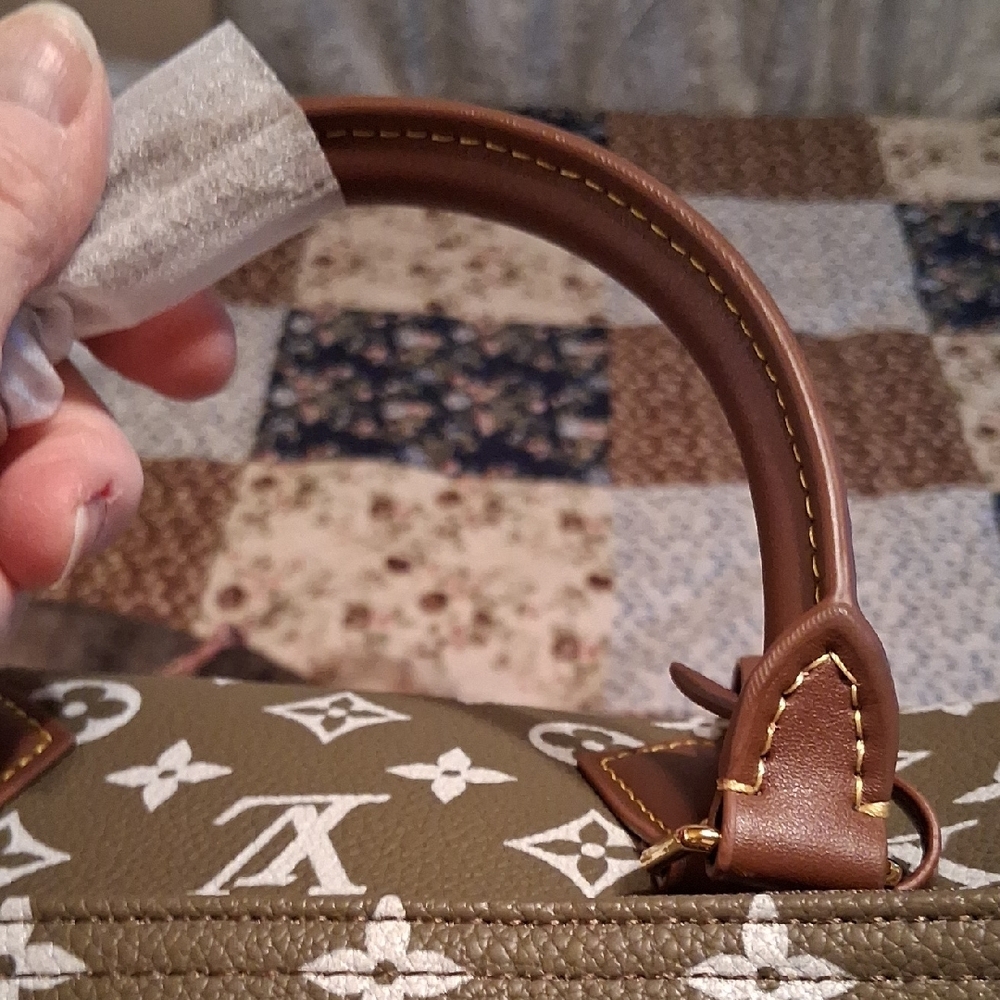 Source Unknown Olive Monogram Satchel Set - image 16